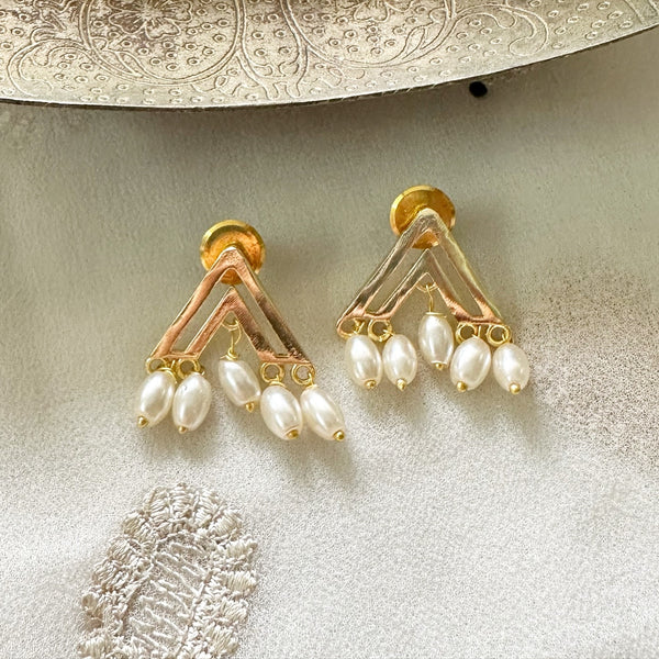 Triangle pearl drop earrings