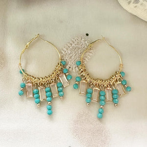 Color beaded hoop earrings