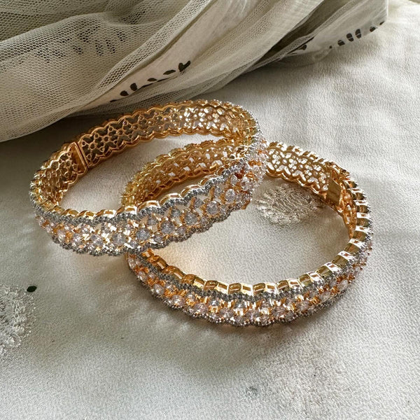 Gold AD close weave bangles - size 2.6 - set of 2