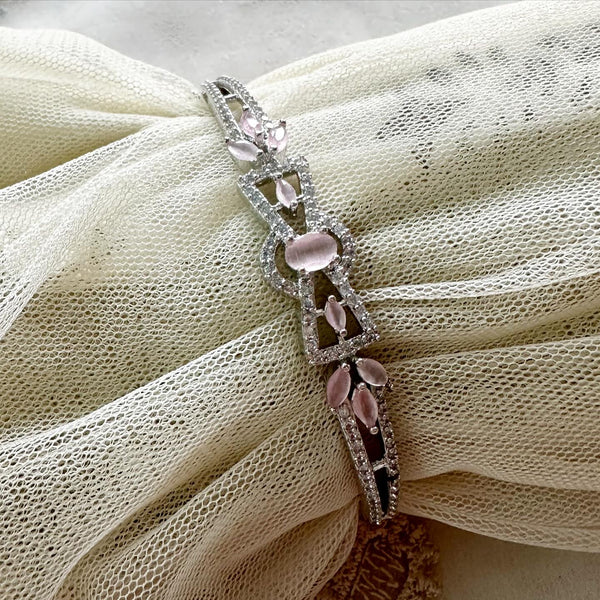Pastel Pink Silver CZ bracelet