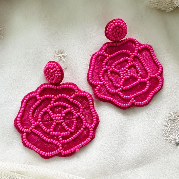 Rose Fabric earrings - Pink - Adorna