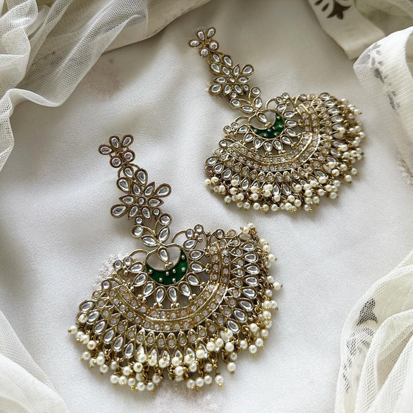 Bollywood polki kundan long earrings - Adorna