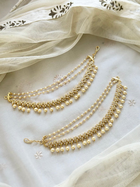 Gold AD Floral row ear chains/maatal