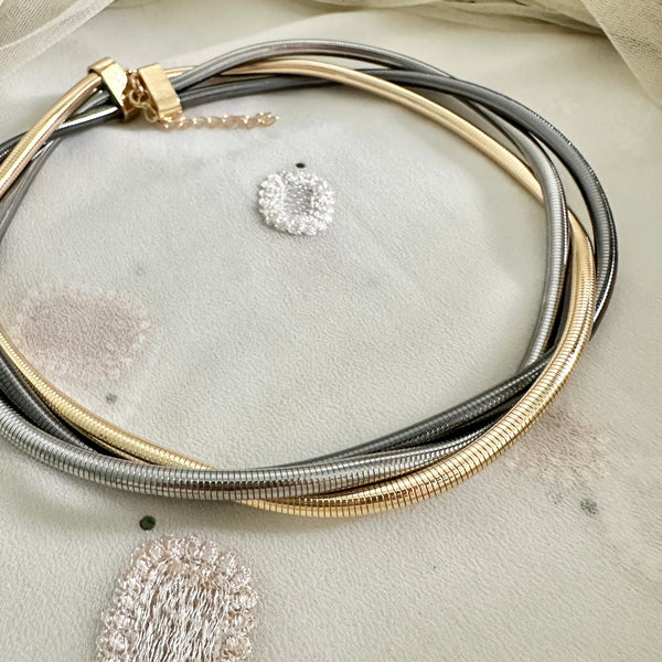 3 tone twisted necklace