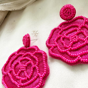 Rose Fabric earrings - Pink - Adorna