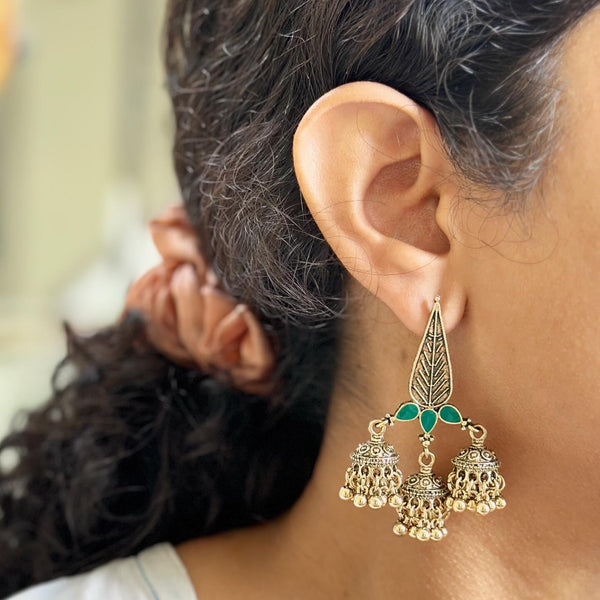 Thilak Antique Gold jumkha earrings