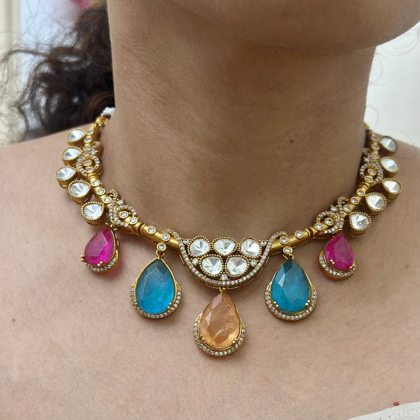 Antique multi-color tear drops short set