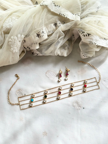 Polki Naavratna choker set
