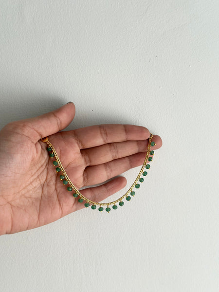 Antique Green Beads 1-line ear chain