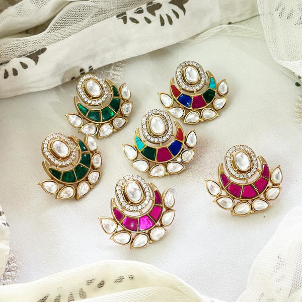 Kundan Jadau half-moon studs