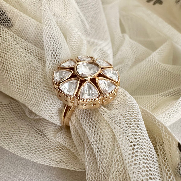 Polki flower ring (size adjustable)