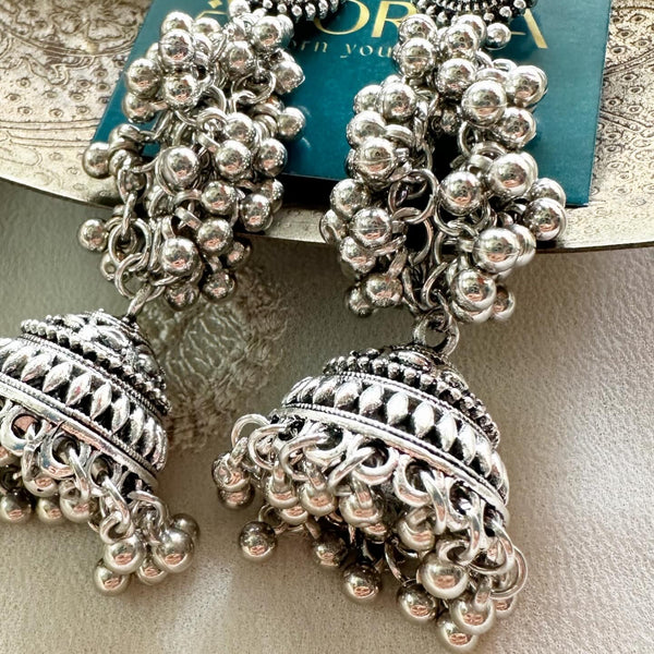 Silver beads-cluster long jumkhas