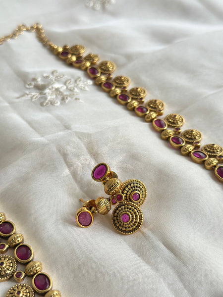 Antique matte Chakras Kemp long haaram set