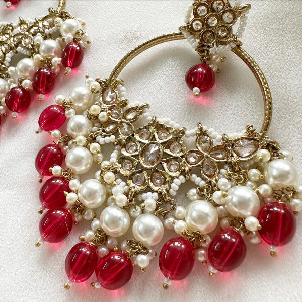 Glittery Gulaabi chaand earrings - Adorna