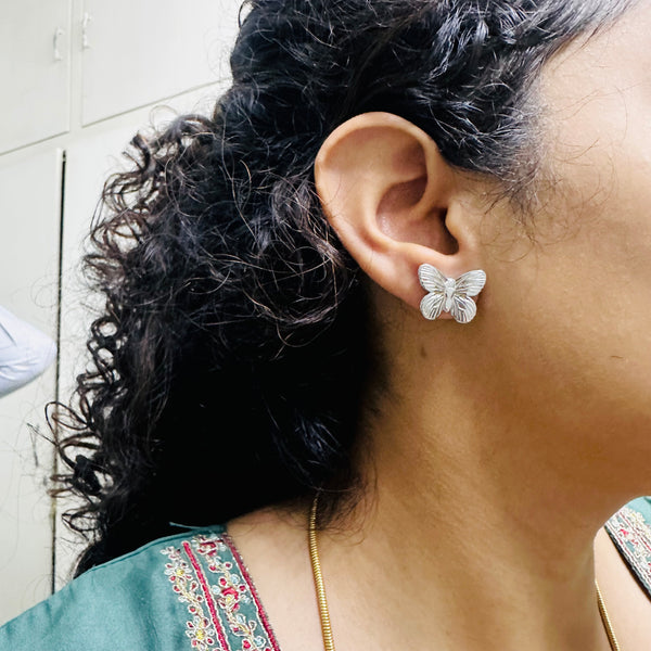 Silver butterfly studs