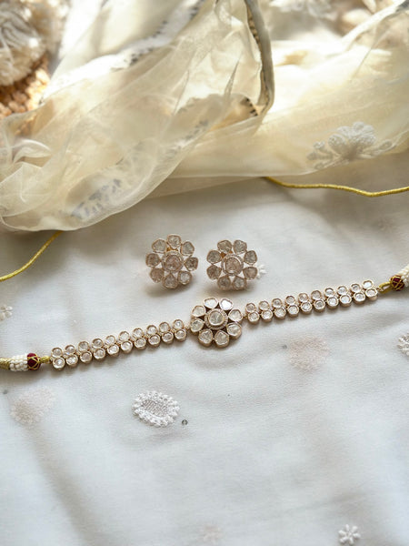 Polki OG Flower pendant choker set