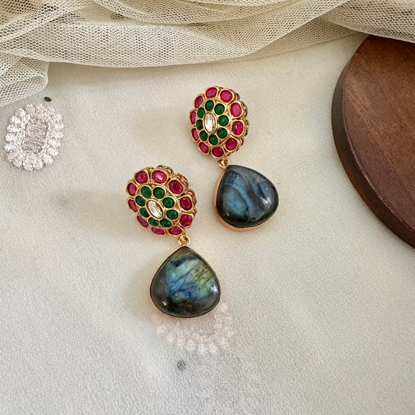 Kundan Marigold tear drop earrings