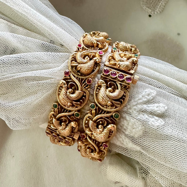 Bridal Peacock Bangles - set of 2 - openable