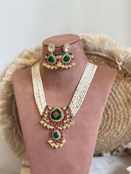 Kundan Rani pearl short set with grand pendant