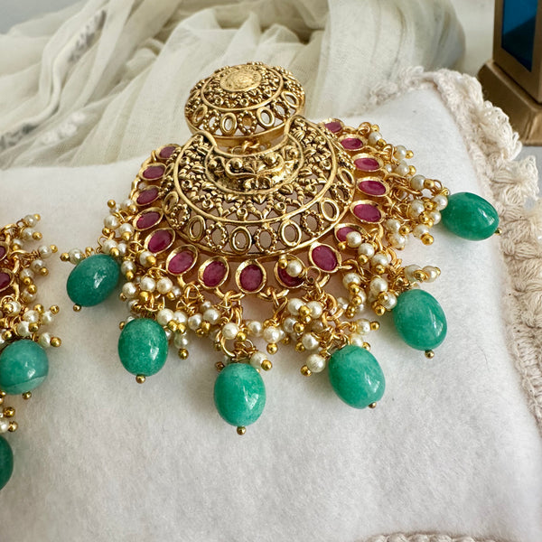 Matte filigree chandbali earrings