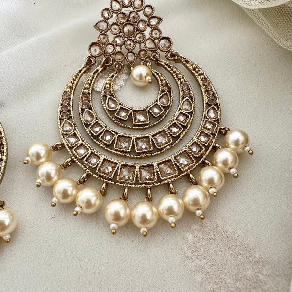Polki mehendhi Chandbali earrings