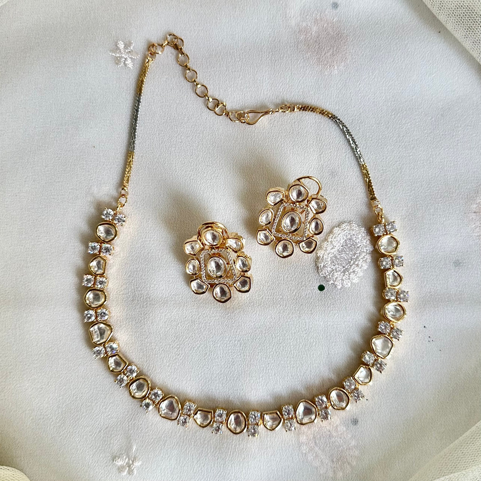 Polki gold dollops single line short set