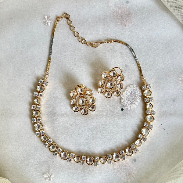 Polki gold dollops single line short set