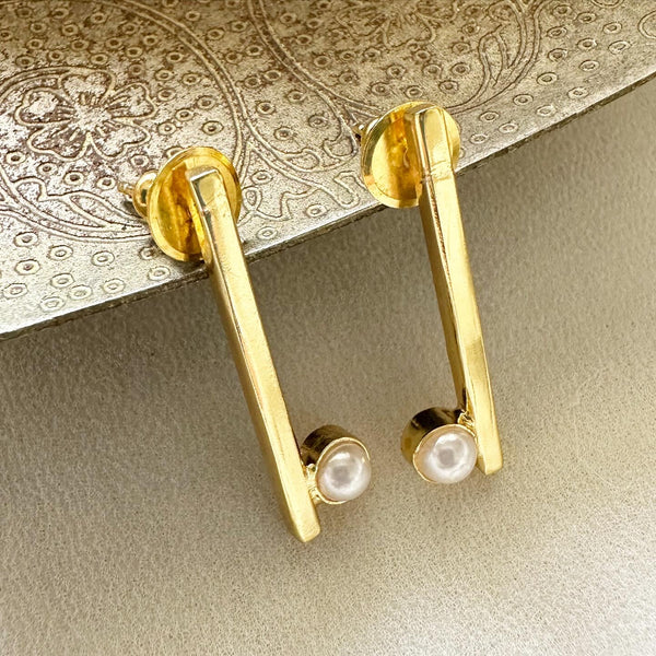 Sleek Line-Pearl dot earrings