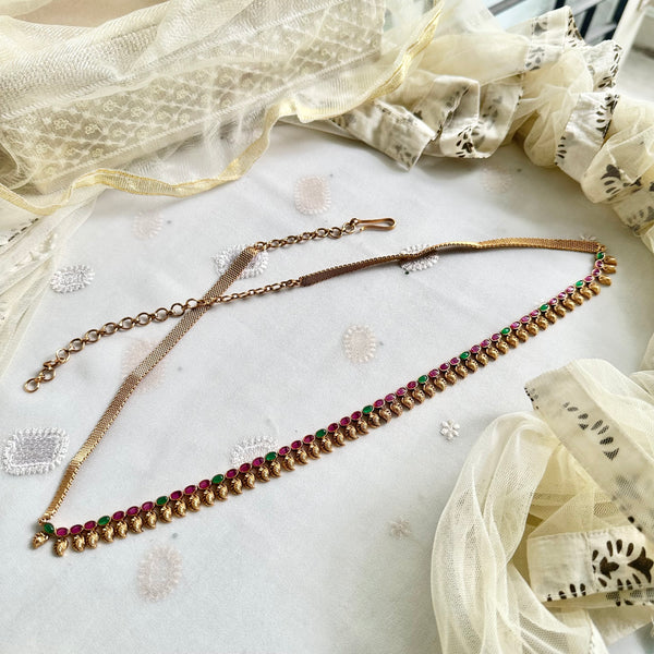 Matte Kemp leaf hipchain - Ruby - Green