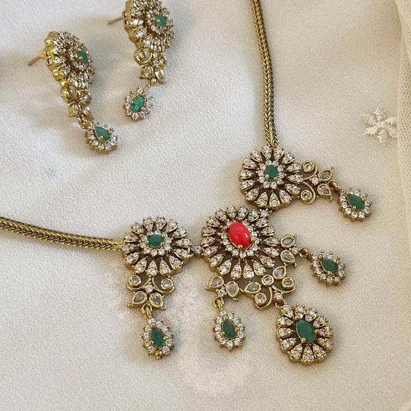 CZ flower drops attigai set