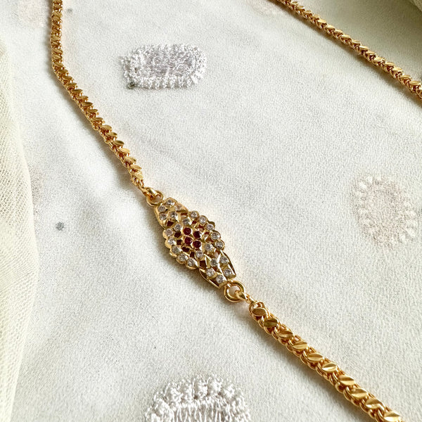 Single line Hexa Stone mogappu chain