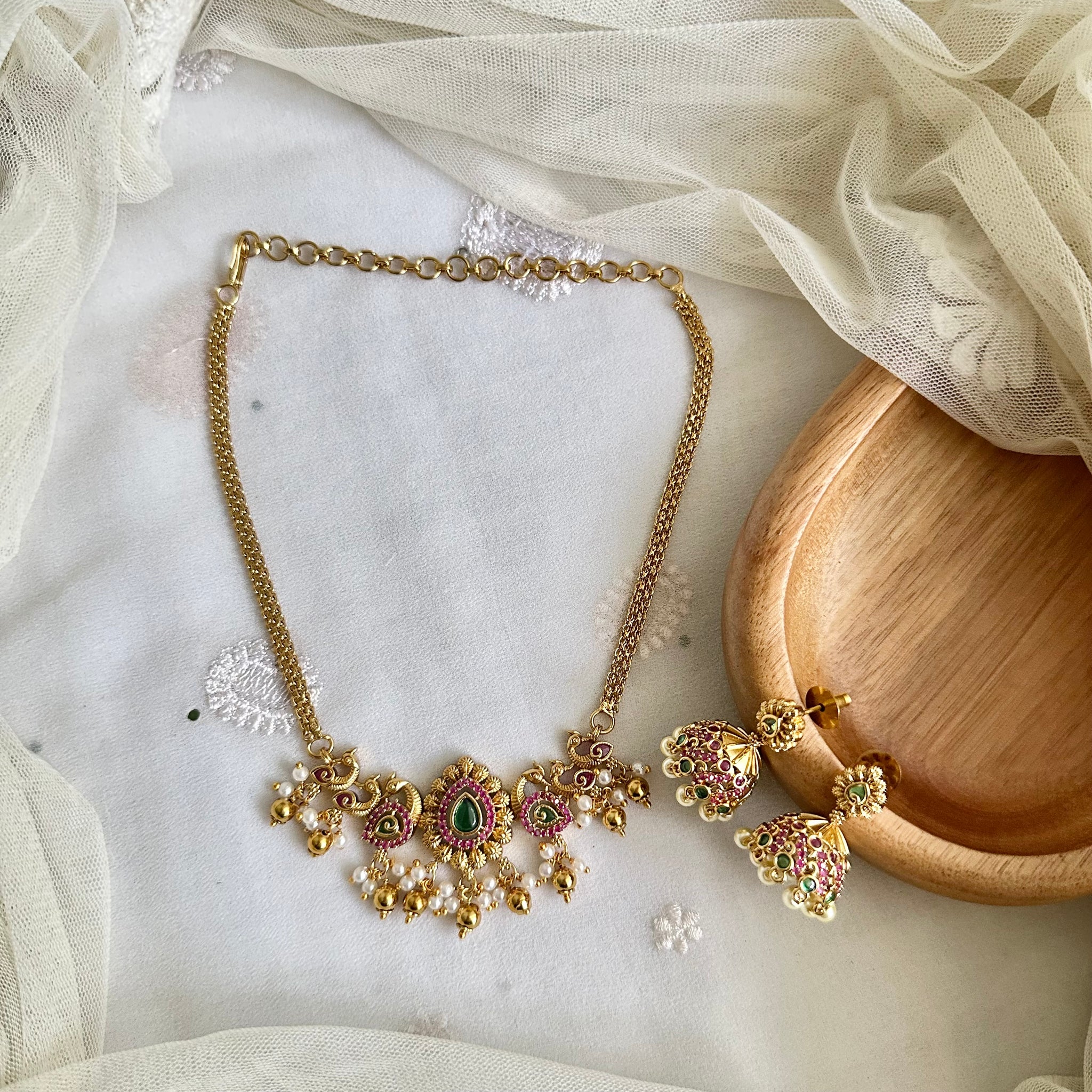 Matte Tear drop CZ choker set