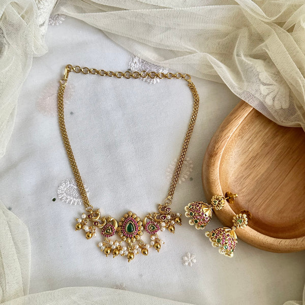 Matte Tear drop CZ choker set