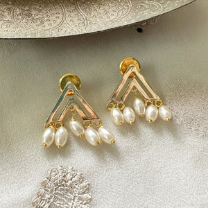 Triangle pearl drop earrings