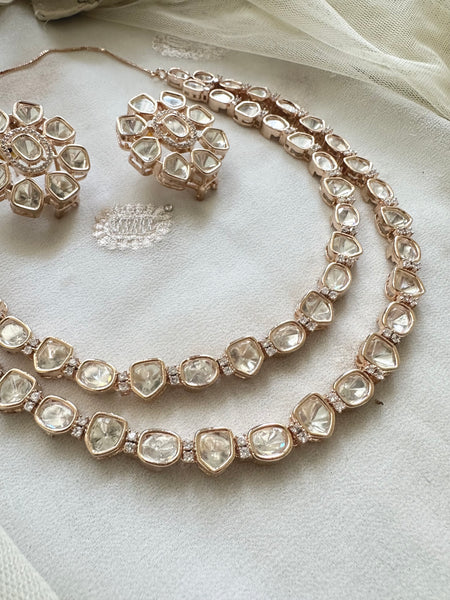 Rose gold 2 layer polki set