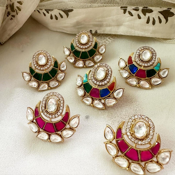 Kundan Jadau half-moon studs