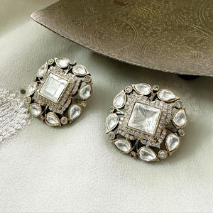 Square Kundan Jadau polki earrings
