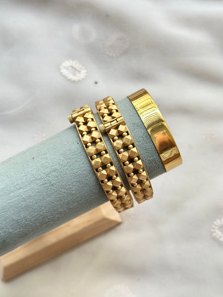 Matte dimesnsional half bead bangles - set of 2
