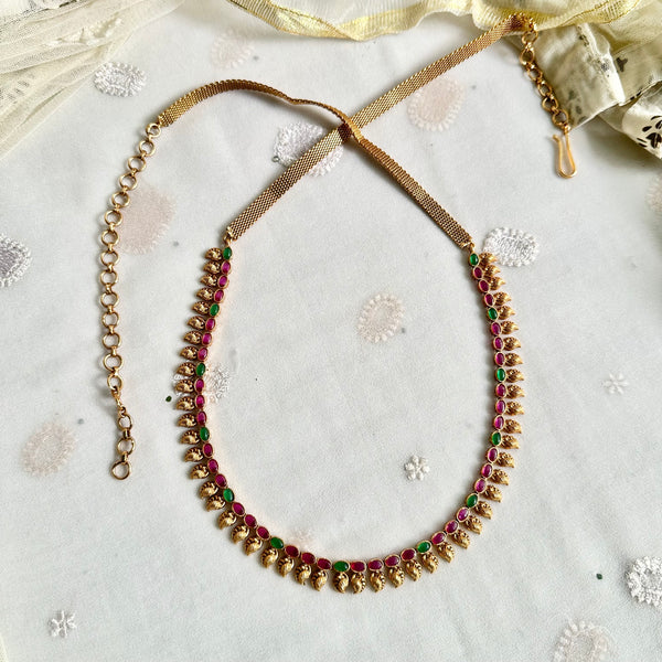 Matte Kemp leaf hipchain - Ruby - Green