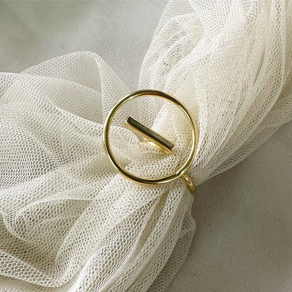 Gold Circle-Line finger ring (size adjustable)
