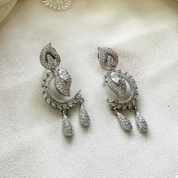 Silver CZ Paisley drops earrings