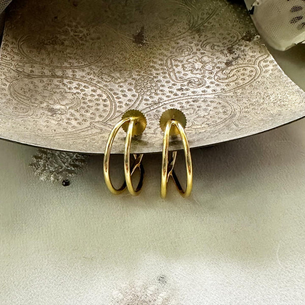 Gold hoops stud earrings - Adorna