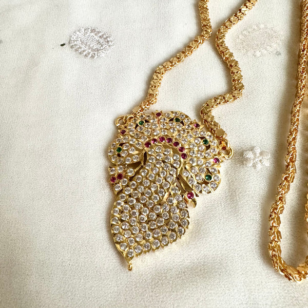 Stone Peacock pendant with box chain