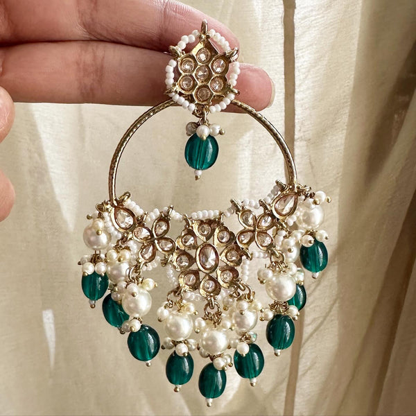 Glittery Gulaabi chaand earrings - Adorna