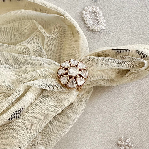 Polki flower ring (size adjustable)