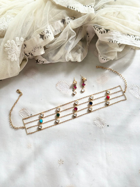 Polki Naavratna choker set