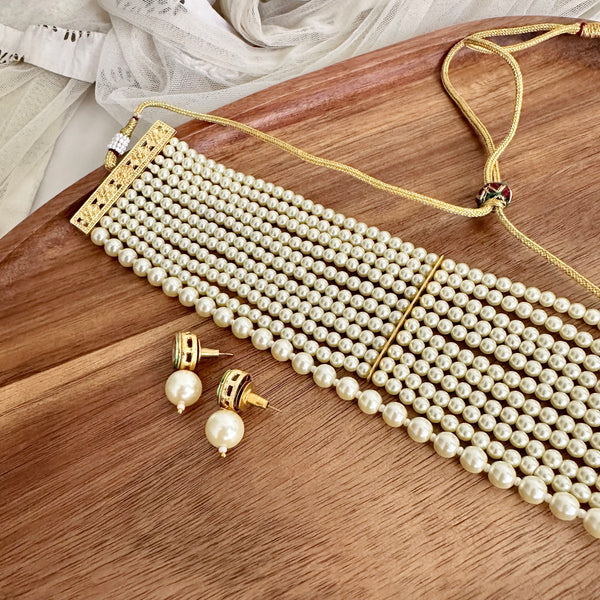 Multi layer Pearl choker set