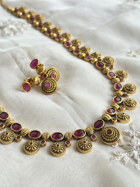 Antique matte Chakras Kemp long haaram set