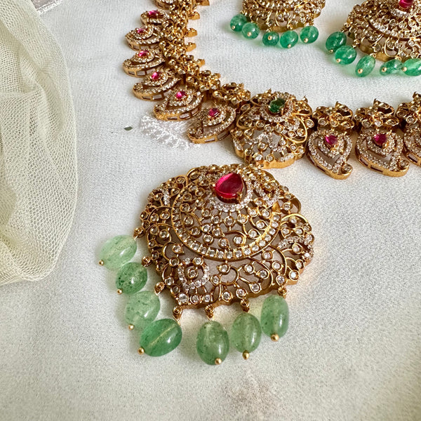 Bridal Paisley green beads short set