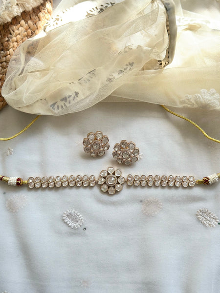 Polki OG Flower pendant choker set